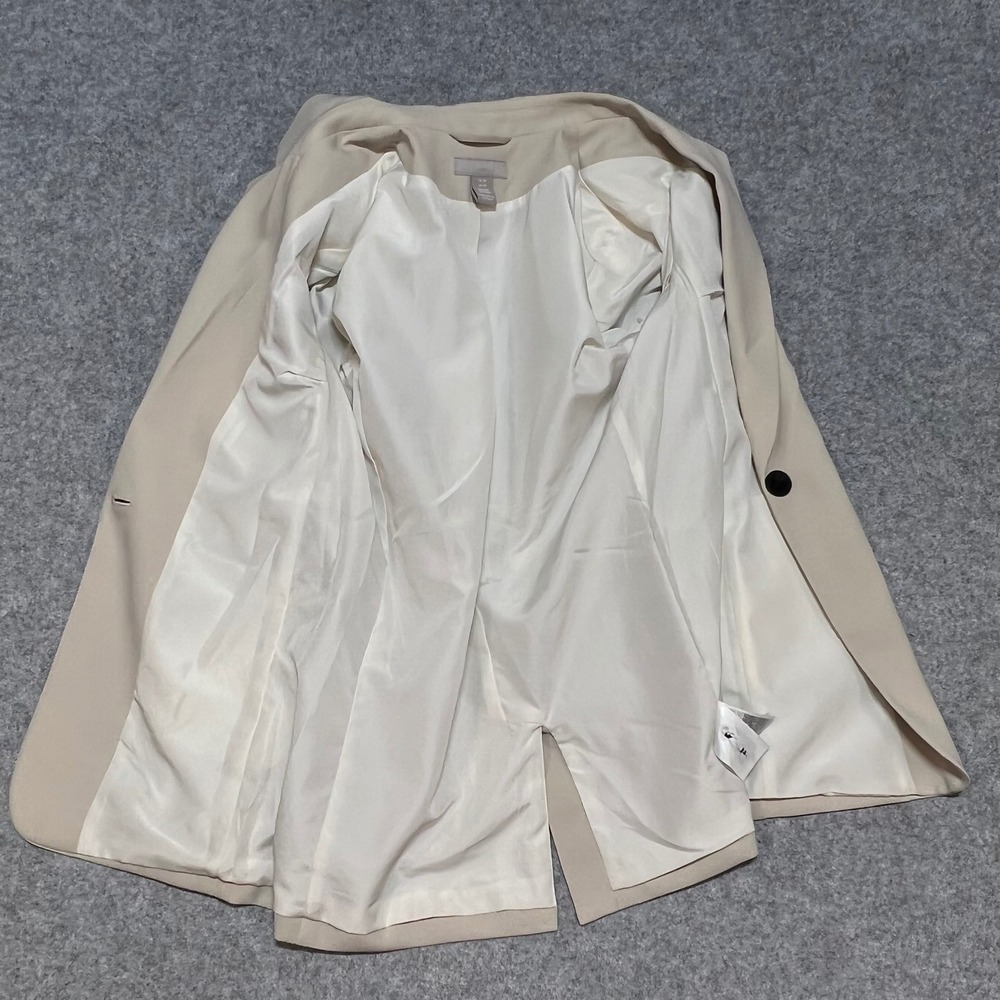 HM Womens Beige Single Button Notched Lapel Blazer Jacket XS - Picture 4 of 8